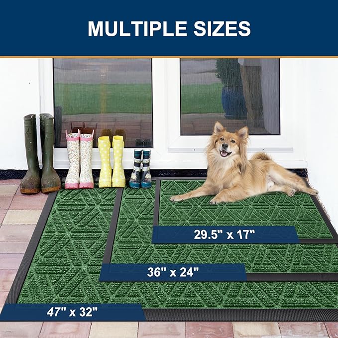Smiry Front Door Mat Outside Entrance, Heavy Duty Sturdy Natural Rubber Doormat - Image 2