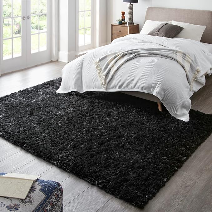 Ophanie 6x9 Black Rugs for Living Room, LargeFluffy Shag Fuzzy Plush Soft - Image 3