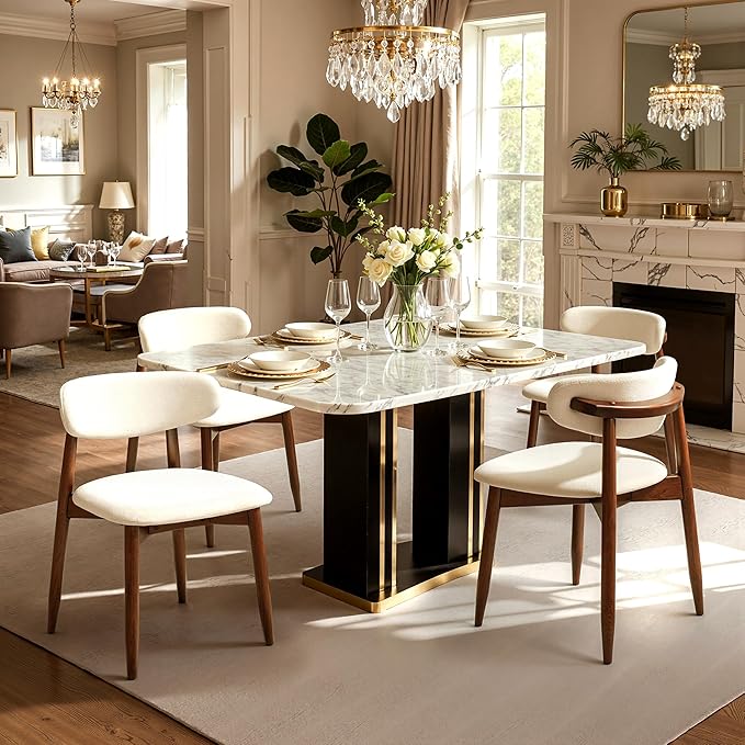 CHUN YI Dining Chairs Set of 2, Upholstered Solid Wood Dining Room Chairs, Mi...