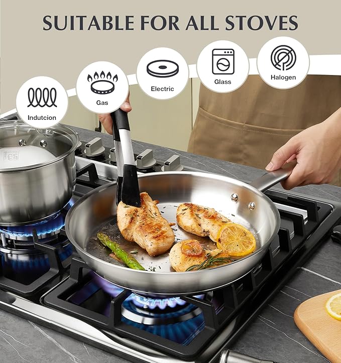 KOCH SYSTEME CS Stainless Steel Cookware Set 10 Piece, 18/10 Stainless Steel - Image 4