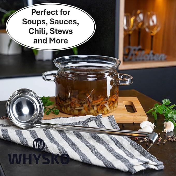 Whysko Soup Ladle Stainless Steel, 6 oz Metal Ladle Spoon, Rustproof Heat - Image 3