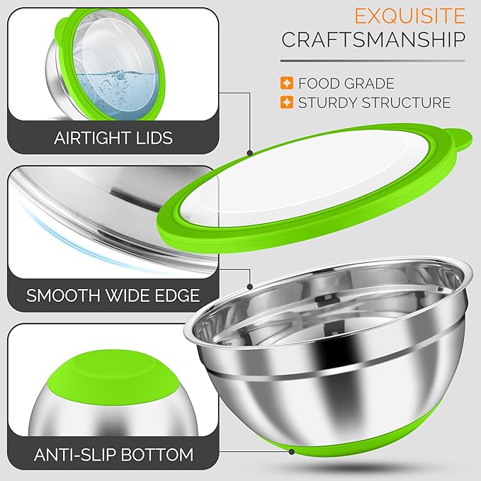 HaWare Mixing Bowls, 24-Piece Stainless Steel Salad Serving Bowl - Image 5