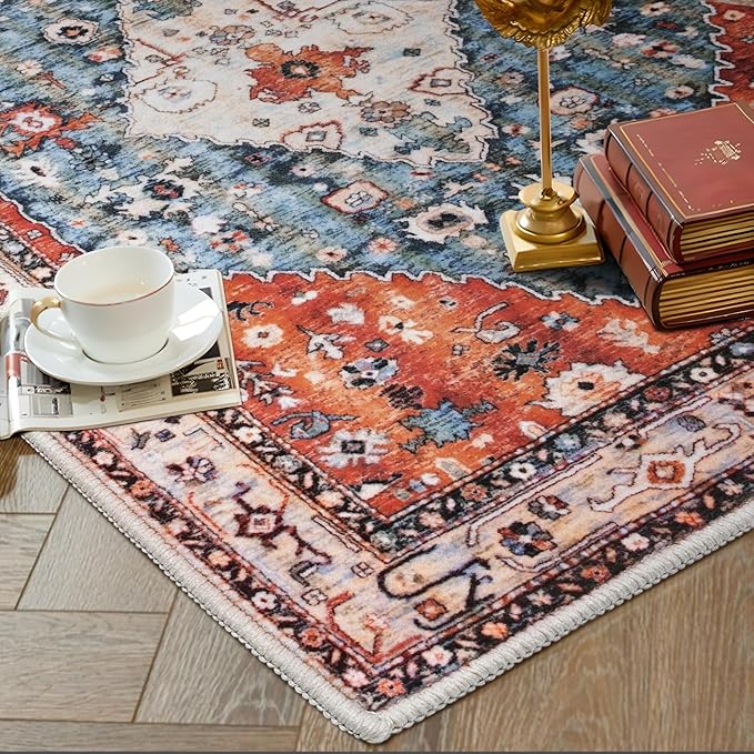 SERISSA Bedroom Rug 4x6 Boho Tribal Rug, Vintage Washable Area Rugs Non Slip - Image 8