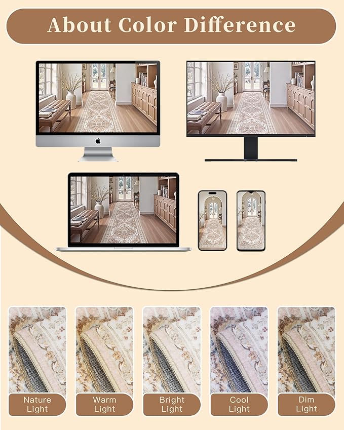 Madane Runner Rugs for Hallway 2x10 Long Washable Non-Slip Hallway Runner Rug - Image 9