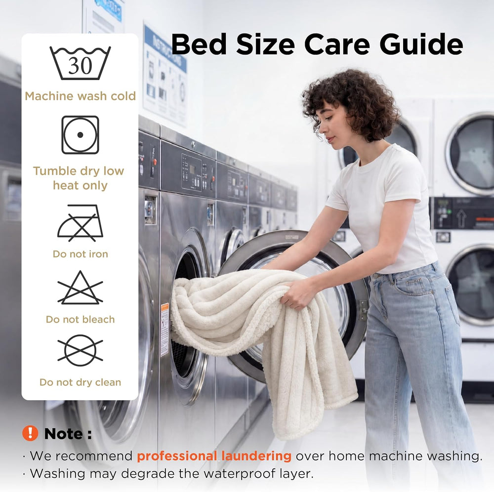 Bedsure ComfyFleece® Waterproof Blanket for Bed, King（86"x108"） Cream