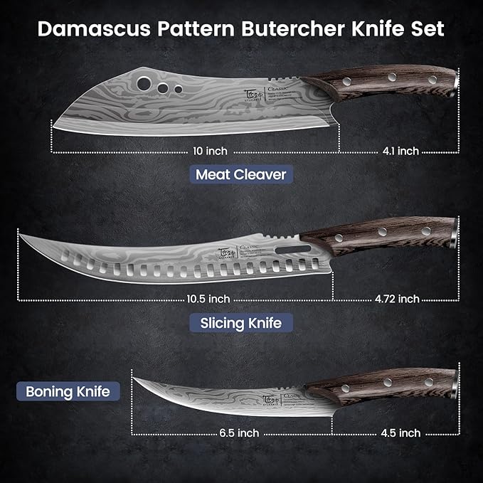 SYOKAMI Butcher Knife Set, Meat Cleaver Chef Knife Set, Japanese Style High - Image 7