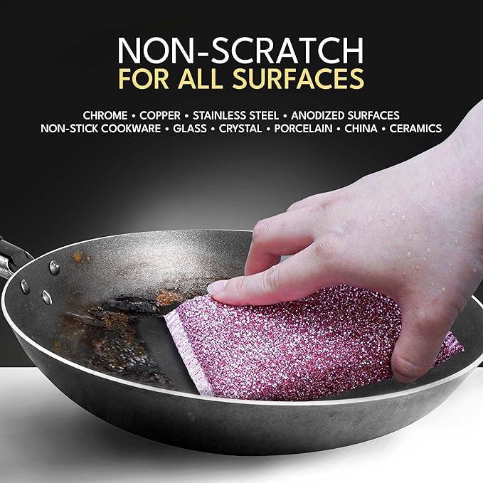 Dish Sponges for Kitchen Non-Scratch Scrub Sponges for Dishes, Stainless Steel - Image 2