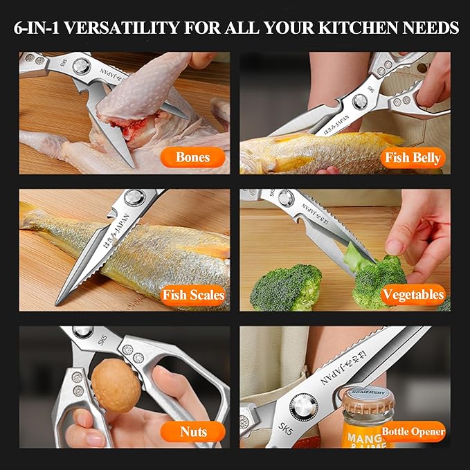2-Piece Heavy Duty Kitchen Scissors Professional Stainless Steel Meat & Poultry - Image 3