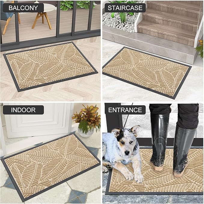 Colorxy Waterproof Doormat, Sturdy Natural Rubber Front Indoor Mat, Non Slip - Image 6