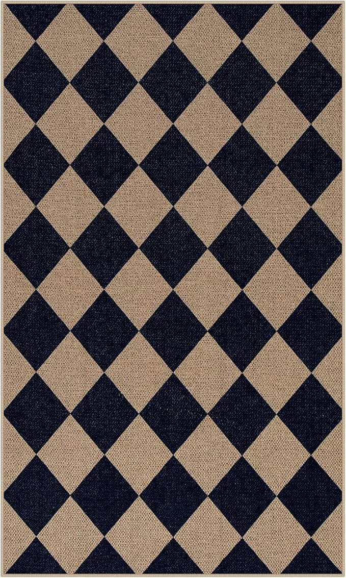Lahome Colette Checkered Easy Jute Entry Rug, 3x5 Black Outdoor Patio Rug - Image 7