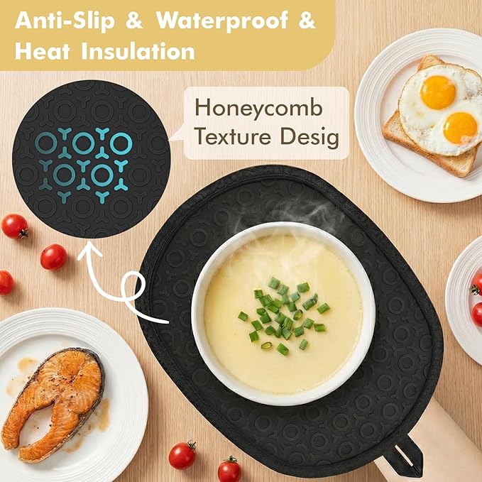 2Pack Silicone Pot Holders and Oven Mitts - Image 4