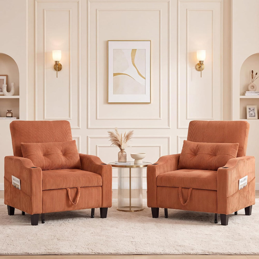 3 in 1 Convertible Sleeper Chair, Corduroy Single Sleeper Sofa Bed, Pull Out ...