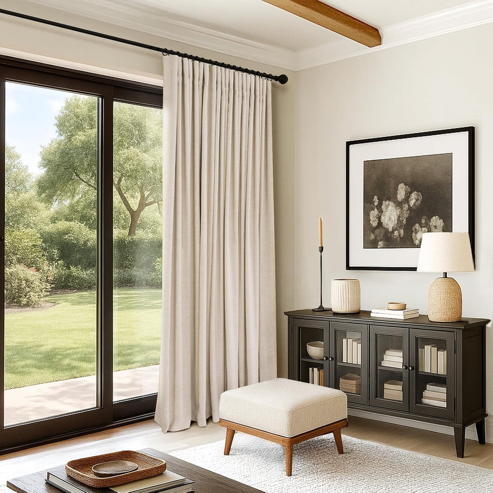 INOVADAY Linen Textured 100% Blackout Sliding Door Curtains 102x84 Oatmeal