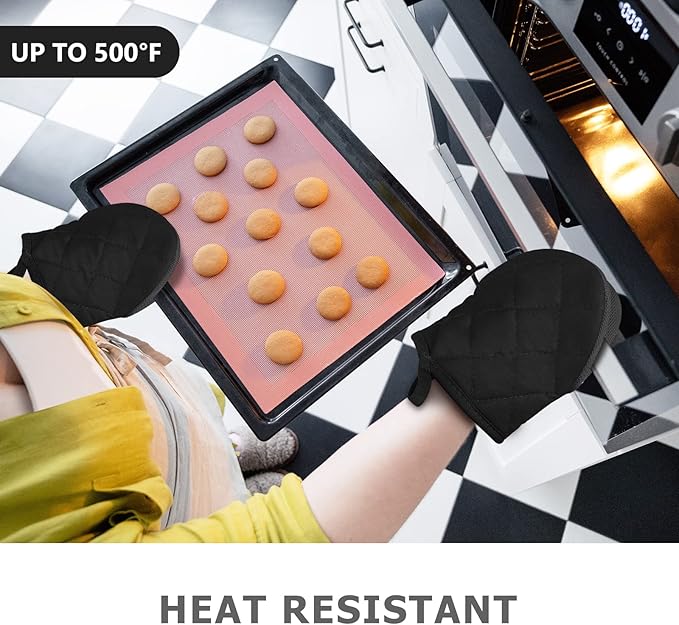 Short Oven Mitts, Heat Resistant 500°F, Silicone Grip Kitchen Gloves, Non-Slip - Image 6