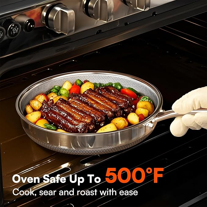 Non Stick Frying Pans Set with 3 Lid, Non-Toxic Hybrid Pans Set Nonstick - Image 6