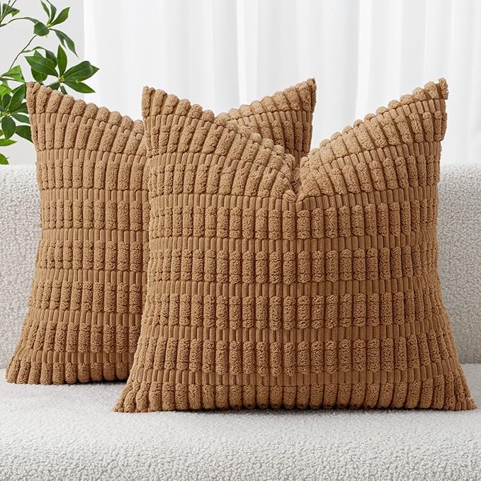 MIULEE Pack of 2 Corduroy Decorative Throw Pillow Covers 20x20 Inch Soft Boho by MIULEE