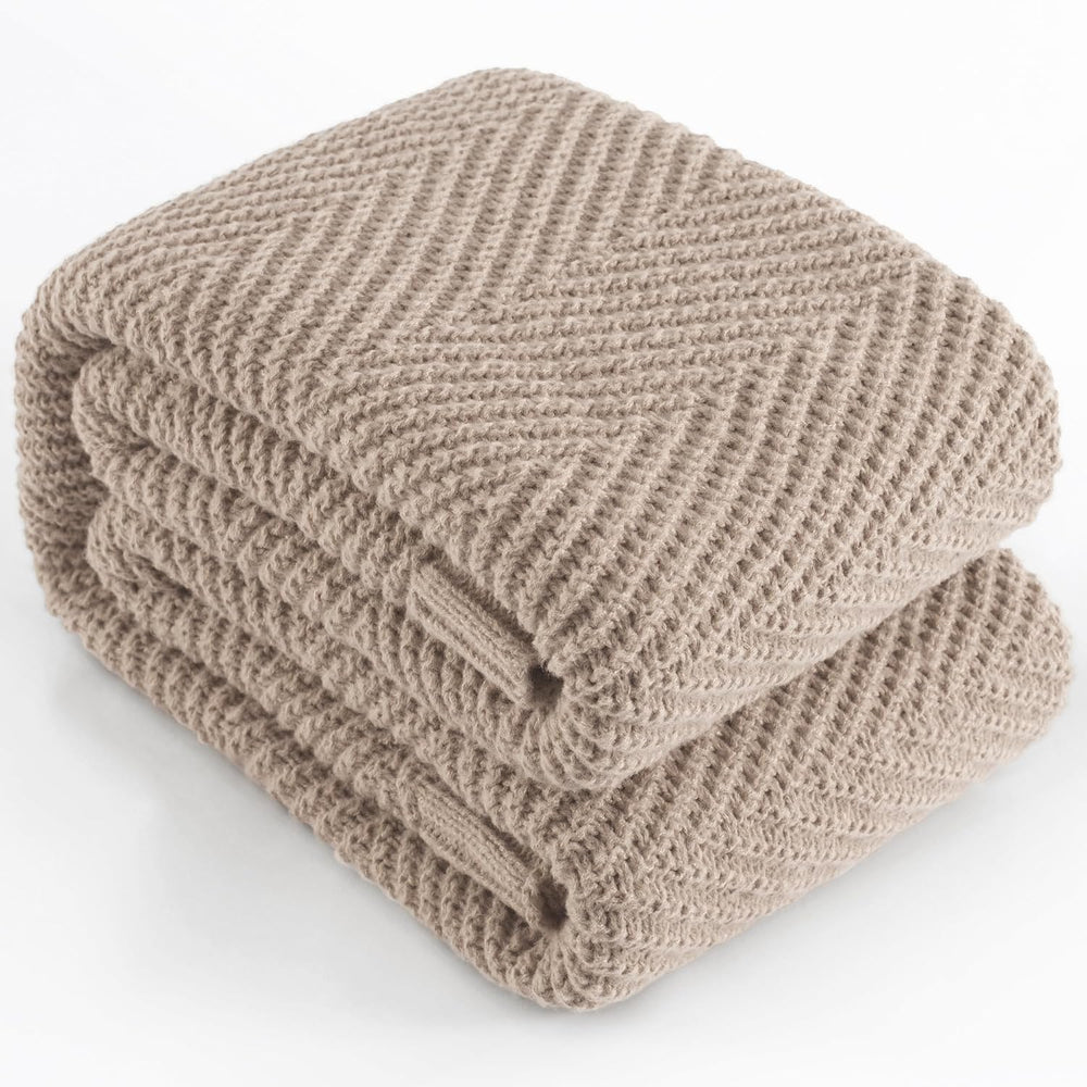 Knitted Throw Blanket for Couch, 50X60 Chevron Bed Knit Throws