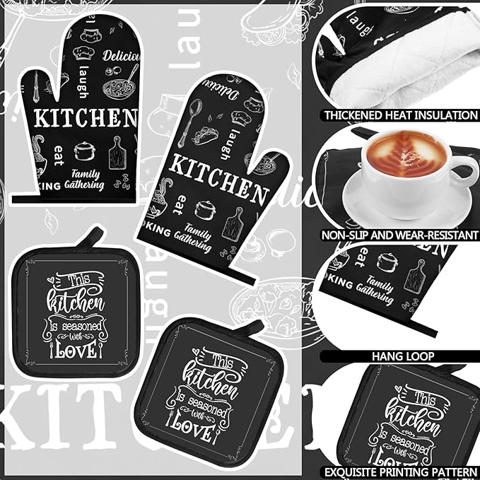 Bencailor 12 Pcs Farmhouse Kitchen Decor and Accessories Sets 4 Black and White - Image 4