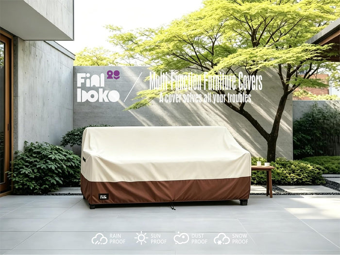 3-Seater Outdoor Sofa Cover, 85Wx38Dx35H inches Outdoor Furniture Covers Waterproof,100% Waterproof Heavy Duty Patio Furniture Covers,Beige&Brown Modern Style Outdoor Couch Cover
