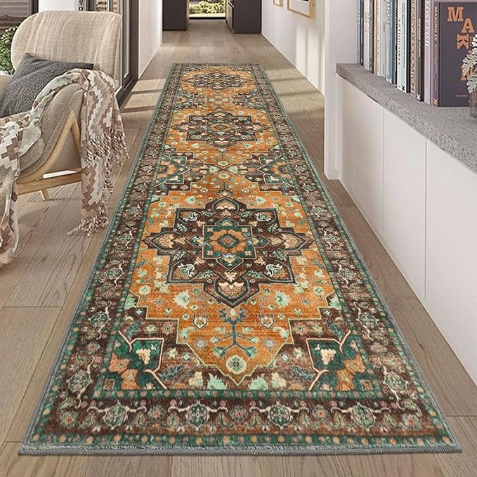 HEBE Hallway Runner Rug 2'x8' Washable Vintage Distressed Area Rugs Non Slip - Image 7