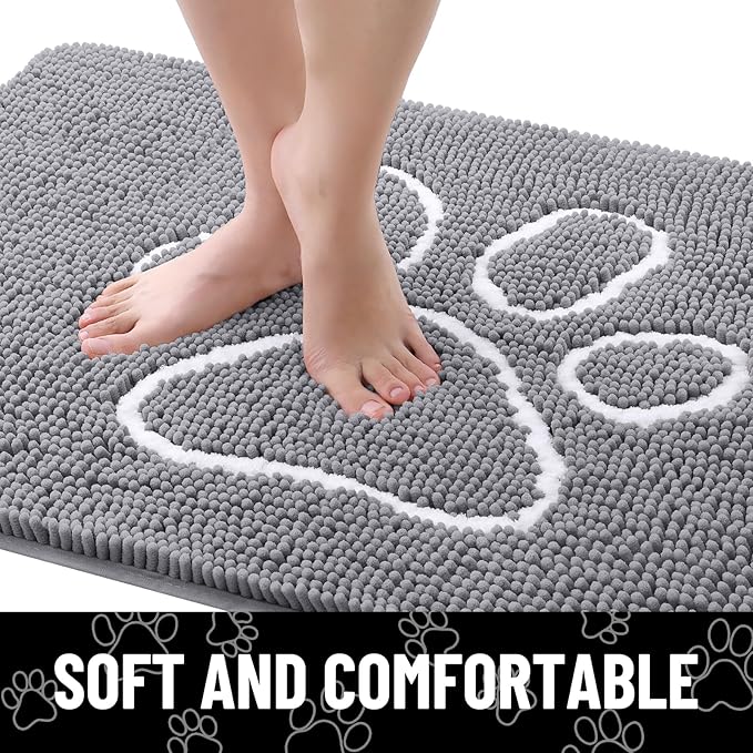 Smiry Dog Door Mat for Muddy Paws, Absorbent Dirt Trapper Non Slip Quick Dry - Image 4