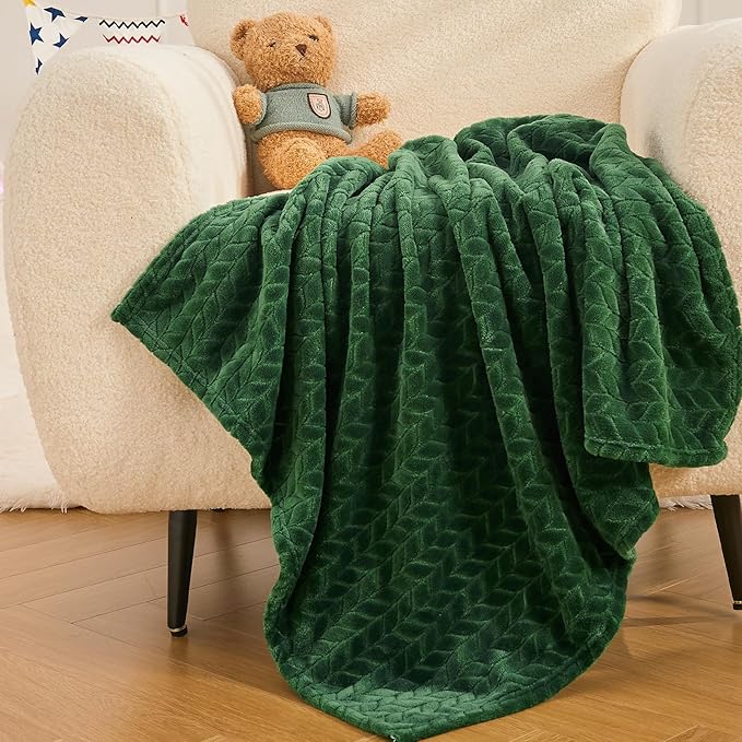 InHand Fleece Baby Blanket, Super Soft Swaddle Blanket, Plush Fuzzy Warm Green - Image 3