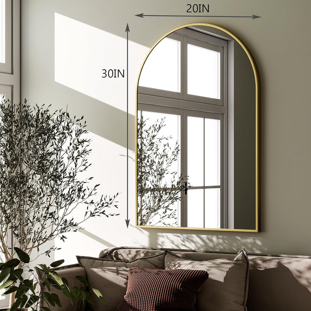 HARRITPURE 20"x30" Arched Bathroom Mirror Wall Mounted Gold Arch Mi...