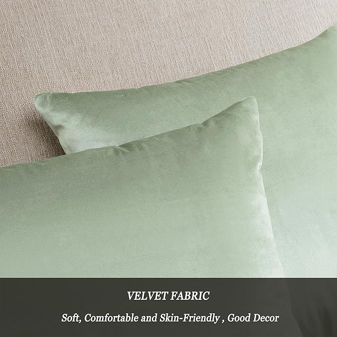 GIGIZAZA 18x18 Pillow Covers Set of 2 Velvet Throw Pillows Decorative Sage - Image 5