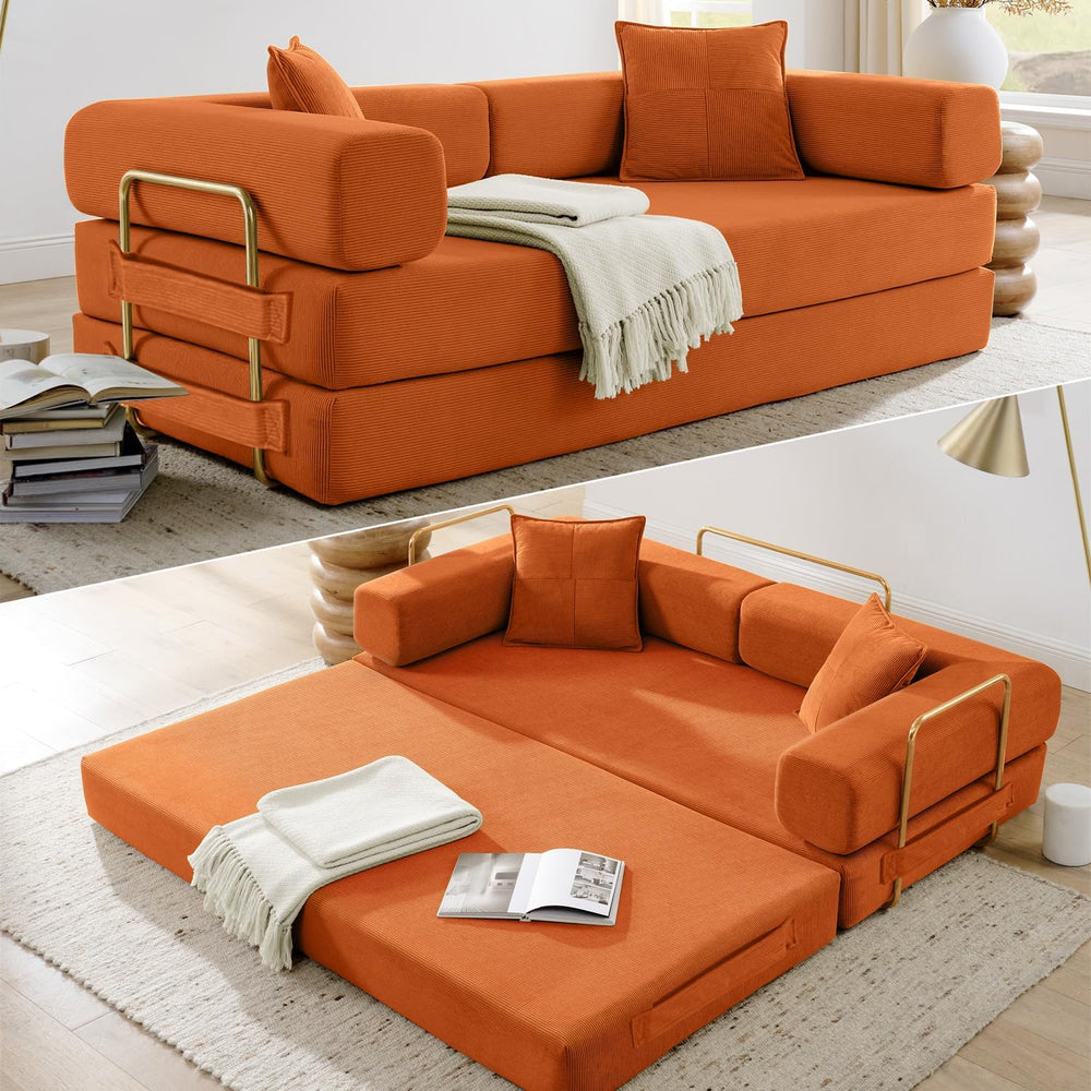 HANXIN 78'' Futon Sleeper Sofa Bed, Boneless Couch for Living Room, O...