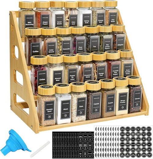 4 Tier Bamboo Spice Rack Organizer by FIKWO