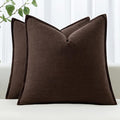 MIULEE Decorative Linen Euro Sham Pillow Covers 22x22 Inch Dark Brown Boho by MIULEE