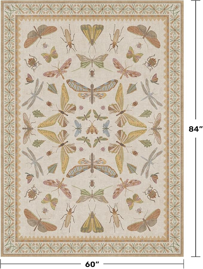Beige and Yellow 5x7 Boho Rug for Living Room - Image 2