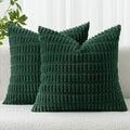 MIULEE Pack of 2 Dark Green Corduroy Decorative Pillow Covers 18x18 Inch Soft by MIULEE