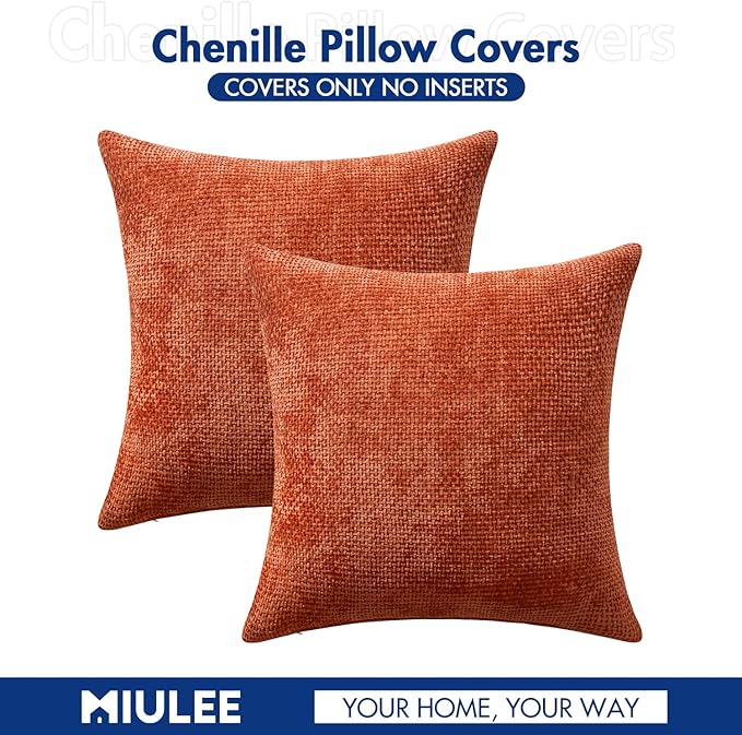 MIULEE Pack of 2 Fall Burnt Orange Decorative Pillow Covers 16x16 Inch Soft - Image 6