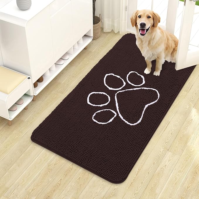 OLANLY Dog Door Mat for Muddy Paws 40x24, Paw Print Design, Absorbs Moisture by OLANLY