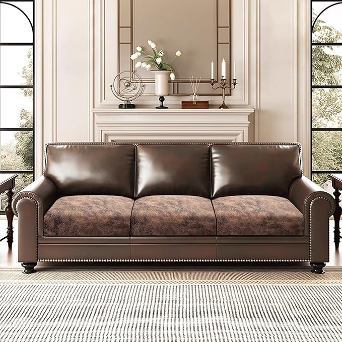 Leather Look Couch Cushion Covers Sofa Seat Slipcovers Sets Couches Furniture - Image 2