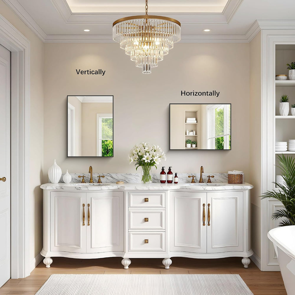 DESBING Black Bathroom Mirror for Wall, 2 Pack 18x24 Inch Rectangle Mirrors w...