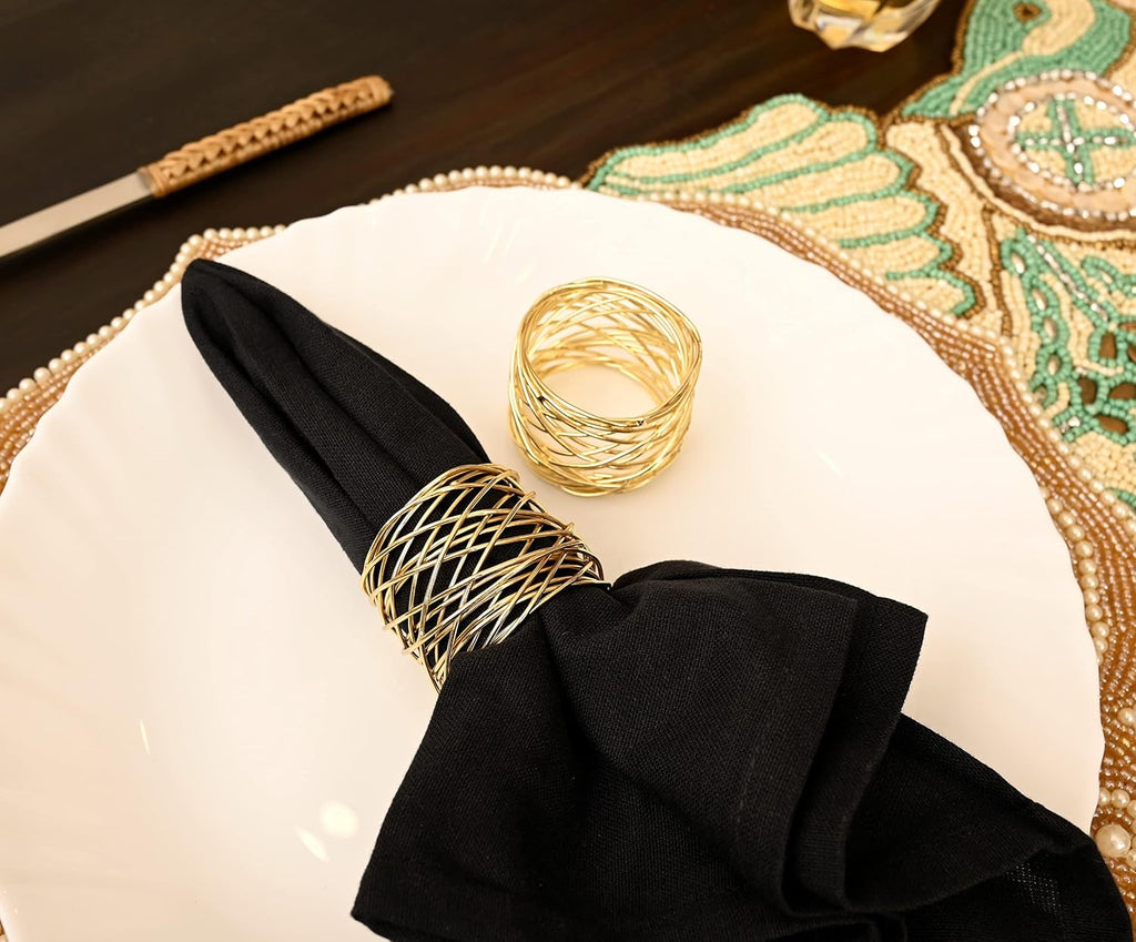 Durable Metal Iron Napkin Rings for Table Decor, Elegant Metal Table Setting Accessory, Rustic Napkin Holder for Modern Farmhouse & Everyday Dining Set of 50 (Gold) - ALPHA Living HOME