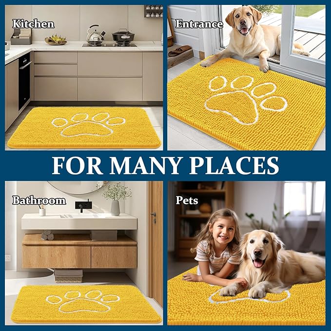 OLANLY Dog Door Mat for Muddy Paws 30x20, Paw Print Design, Absorbs Moisture - Image 8