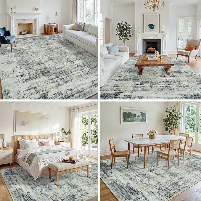 10x12 Area Rugs for Living Room Washable Rug: Anti-Skid Abstract Modern Living - Image 3