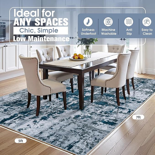 5x7 Area Rugs for Living Room Rug Washable: Abstract Rug for Dining Room - Image 2