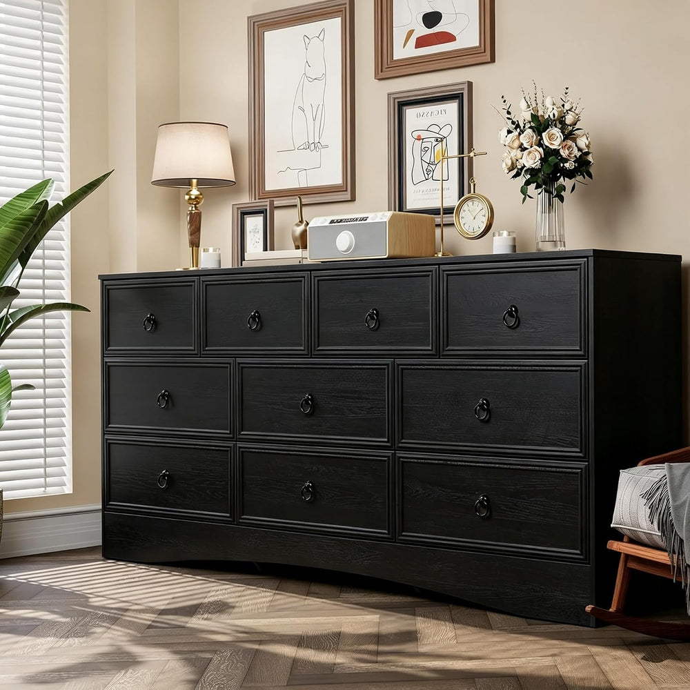 Farmhouse 10 Drawer Dresser for Bedroom – 63'' Long Dresser Wood Ches...