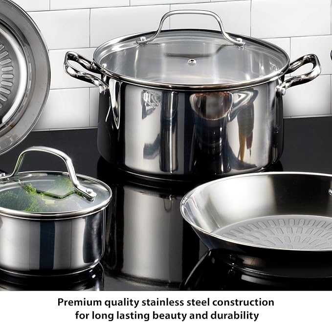 T-fal Performa Stainless Steel Cookware Set 12 Piece Induction Oven Broiler - Image 2