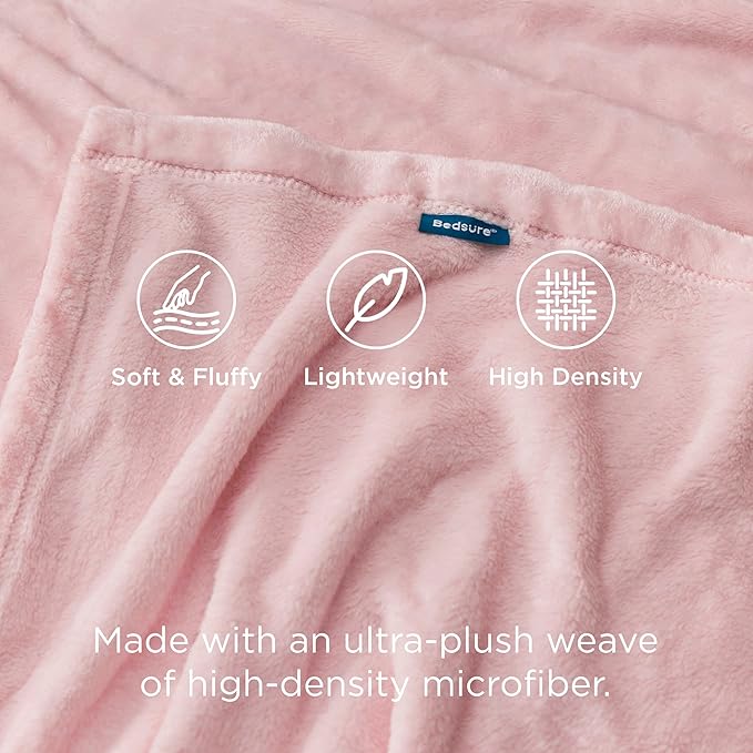 Bedsure GentleSoft Pink Fleece Throw Blanket - Image 3