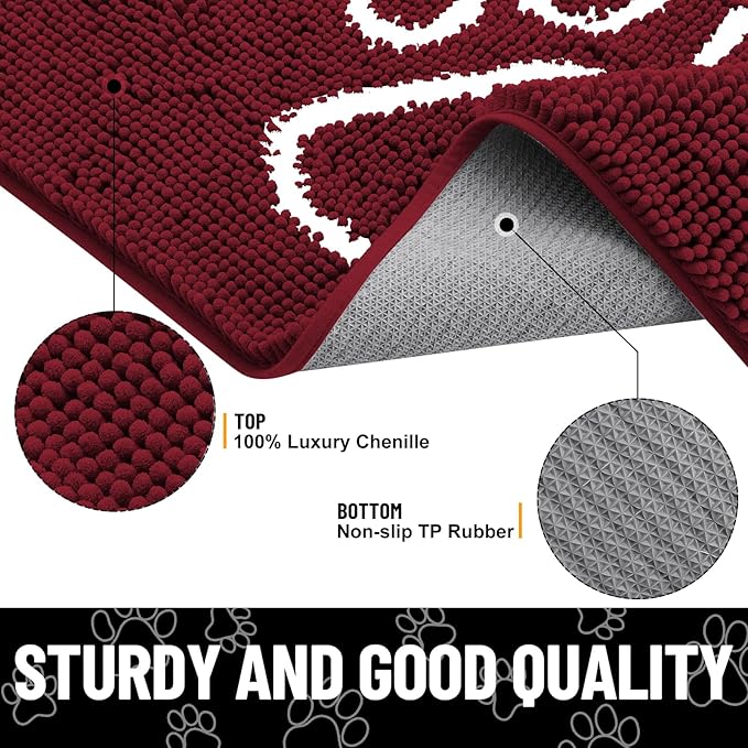 Smiry Dog Door Mat for Muddy Paws, Absorbent Dirt Trapper Non Slip Quick Dry - Image 3