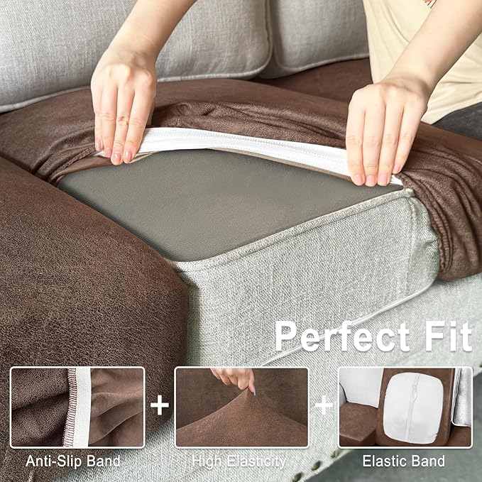 Leather Look Couch Cushion Covers Sofa Seat Slipcovers Sets Couches Furniture