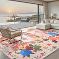 Light Pink Area Rugs 10x14 Living Room, Non Slip Machine Washable Floral Rugs by WelcometoBabovid