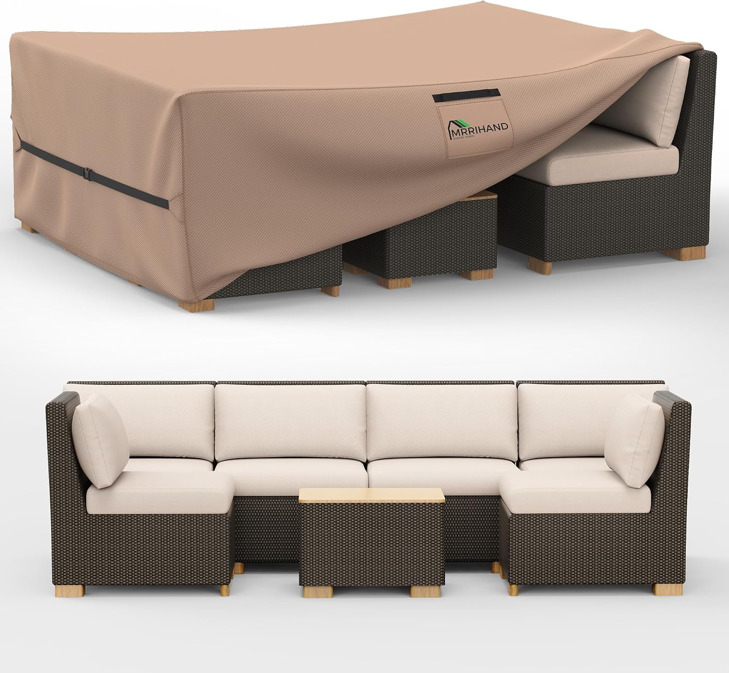 Mrrihand Outdoor Patio Furniture Covers Waterproof 98"Lx78"W x30"H 600D | All Weather Protection Against Rain, Dust & UV Rays; Fits Dining Table & Chair or Sectional Set, Heavy-duty for Patio & Deck