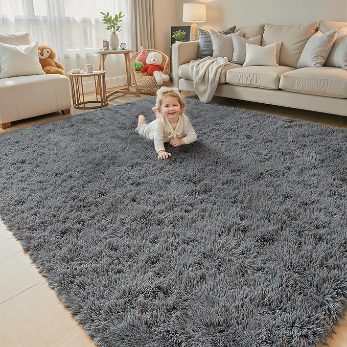 Area Rugs 10x14 Living Room, Shaggy Carpet Soft Plush Furry Bedside Rug Large - Image 2