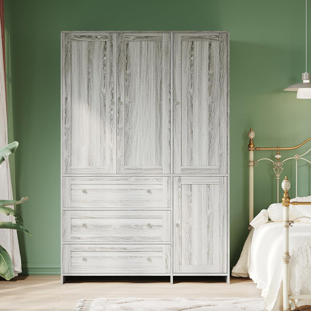 VOWNER 71" H Armoire Wardrobe Closet with 3 Drawers and Mirror